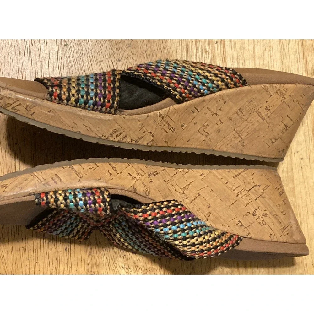 Skechers Luxe Foam‎ Multi Color Woven Wedge Sandals Womens 6 SN 38554 MLT Boho